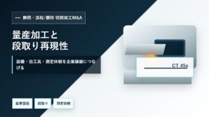 静岡・浜松/磐田の切削加工M&Aで量産部品、段取り、治工具、測定体制を整理するイメージ
