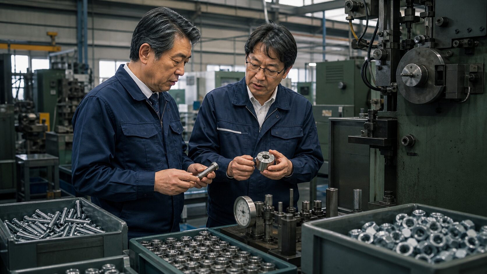 冷間圧造M&Aでねじ・ナット・ファスナー工場の承継を検討するイメージ
