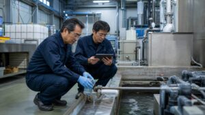 環境DDで金属加工工場の土壌・排水・産廃・PCBを確認する調査イメージ